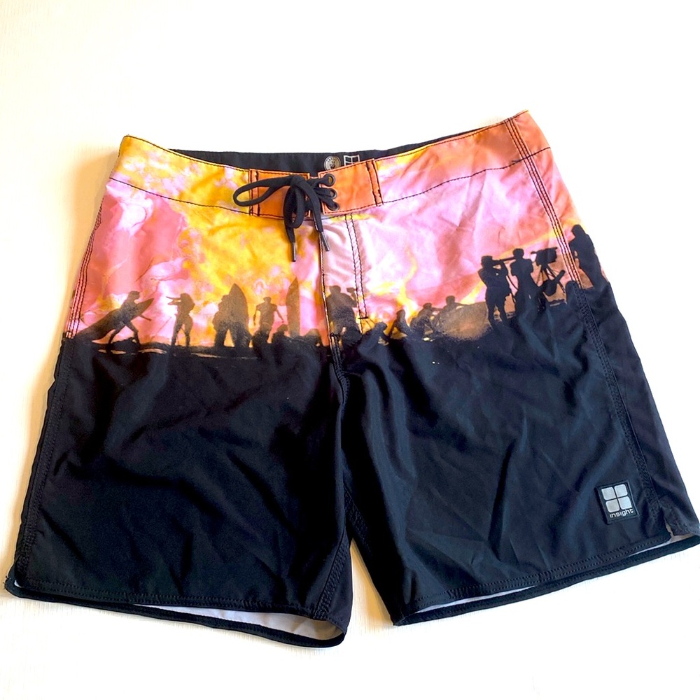 Insight, Fire Sunset Mid, Floyd Black Swimshorts Peter Crawford